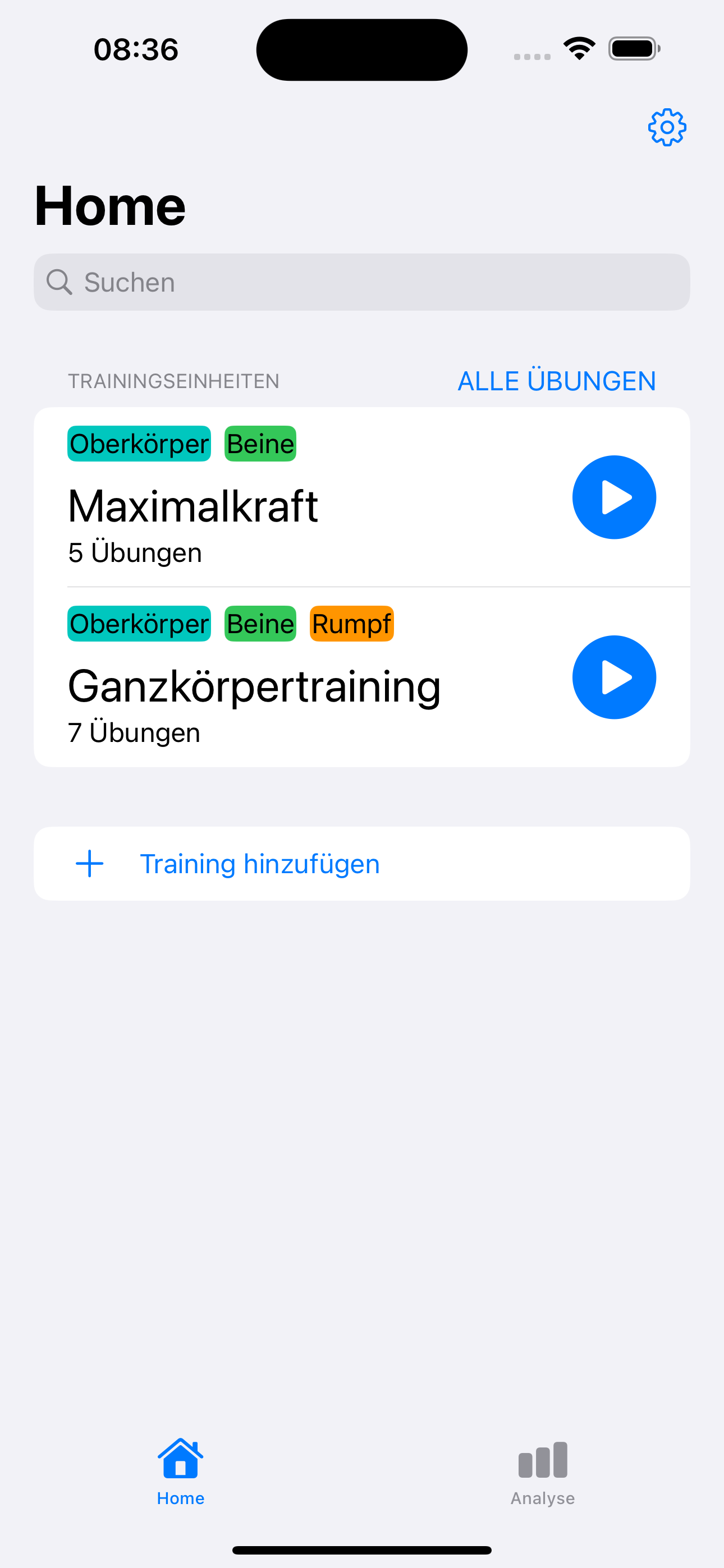 Fitness-App Home